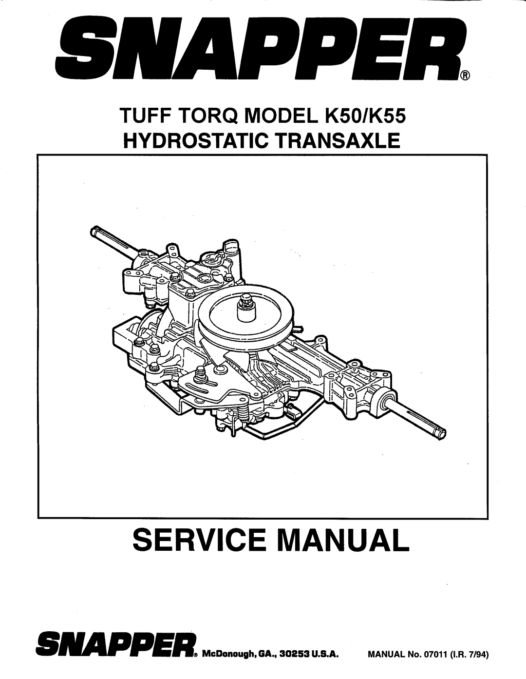 Snapper K55, K50 manual 