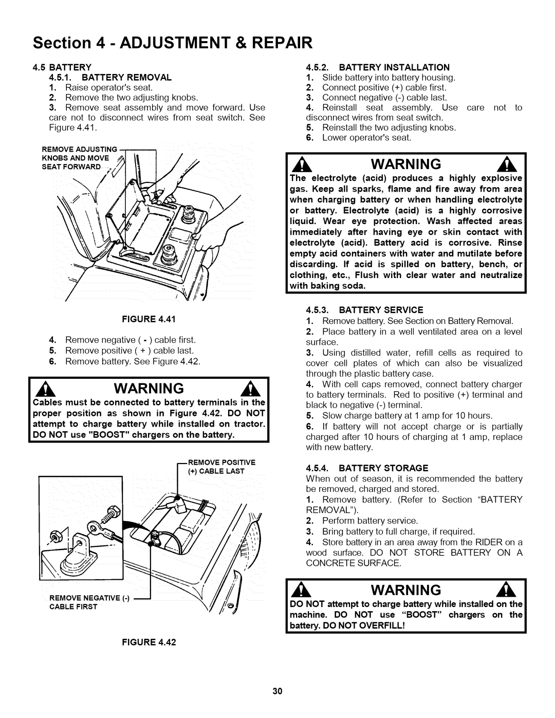 Snapper L T145H33GBV, L T150H38GKV, L T145H38GBV important safety instructions Battery Battery Removal 