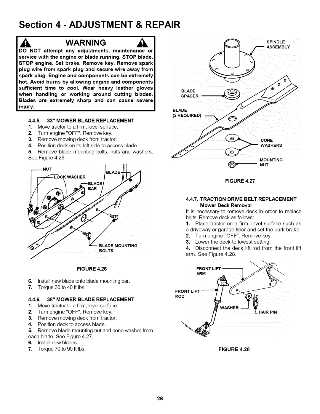 Snapper L T145H38GBV, L T150H38GKV Mower Blade Replacement, Traction Drive Belt Replacement Mower Deck Removal 