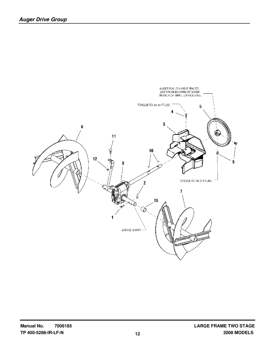 Snapper L1226E manual Auger Drive Group 