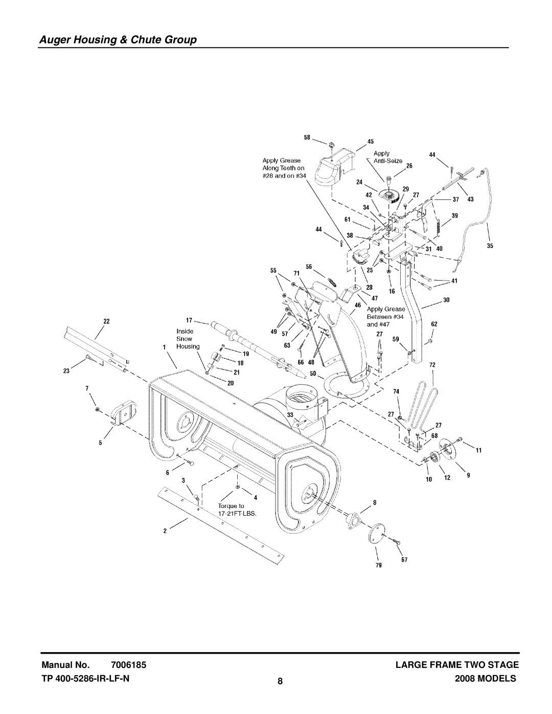 Snapper L1226E manual Auger Housing & Chute Group 