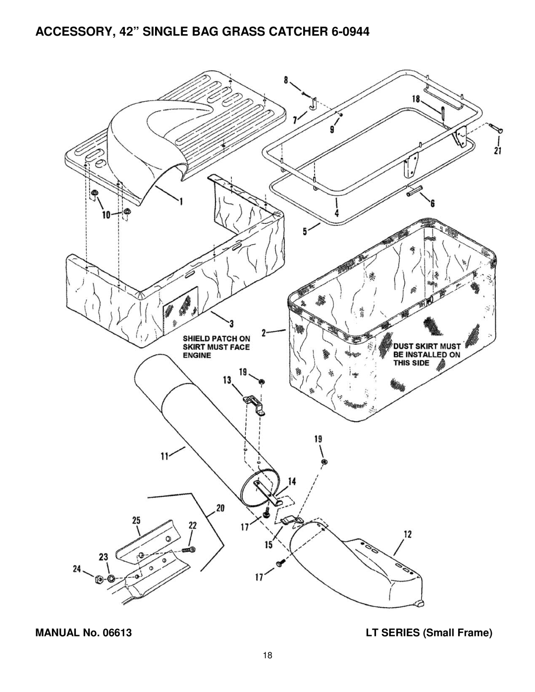 Snapper Lawn Mower Accessory manual ACCESSORY, 42 Single BAG Grass Catcher 