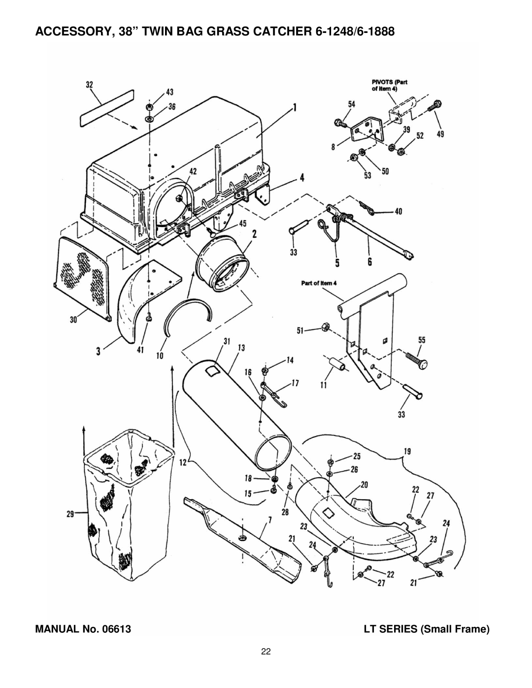 Snapper Lawn Mower Accessory manual ACCESSORY, 38 Twin BAG Grass Catcher 6-1248/6-1888 