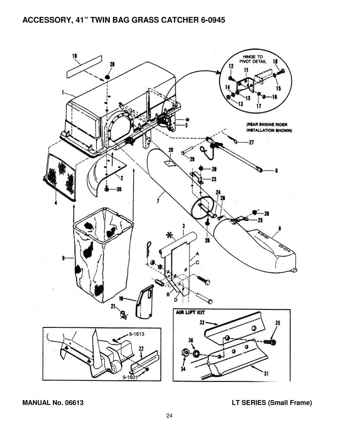 Snapper Lawn Mower Accessory manual ACCESSORY, 41 Twin BAG Grass Catcher 