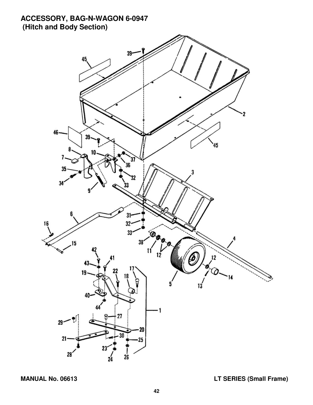 Snapper Lawn Mower Accessory manual ACCESSORY, BAG-N-WAGON 6-0947 Hitch and Body Section 