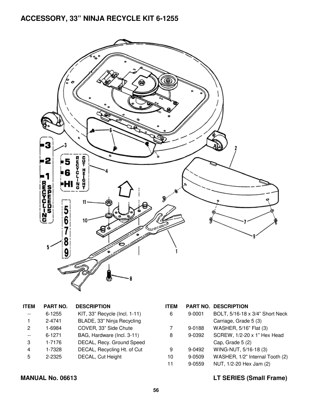 Snapper Lawn Mower Accessory manual ACCESSORY, 33 Ninja Recycle KIT 