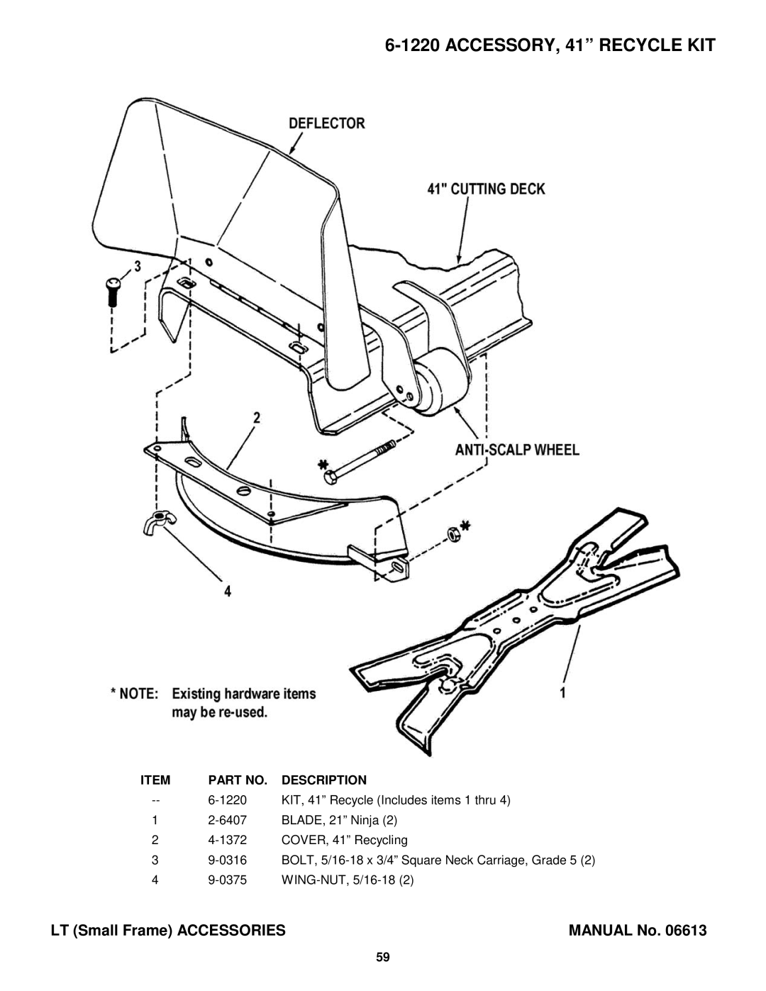 Snapper Lawn Mower Accessory manual ACCESSORY, 41 Recycle KIT 