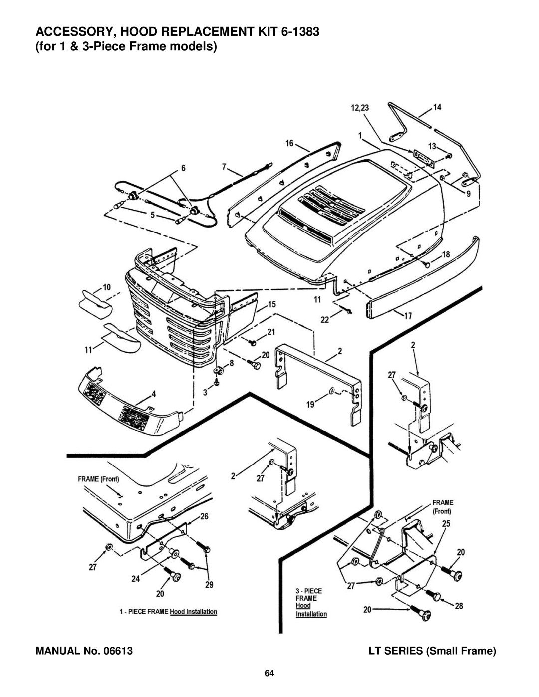 Snapper Lawn Mower Accessory manual Manual No LT Series Small Frame 