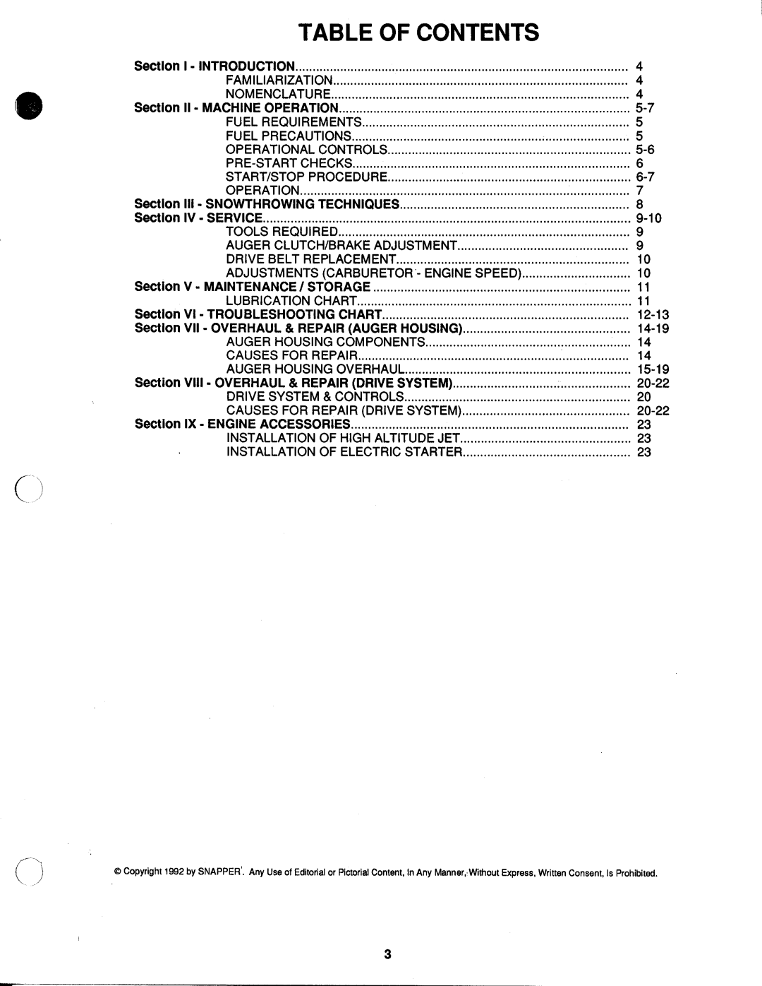 Snapper LE317, LE319 manual 