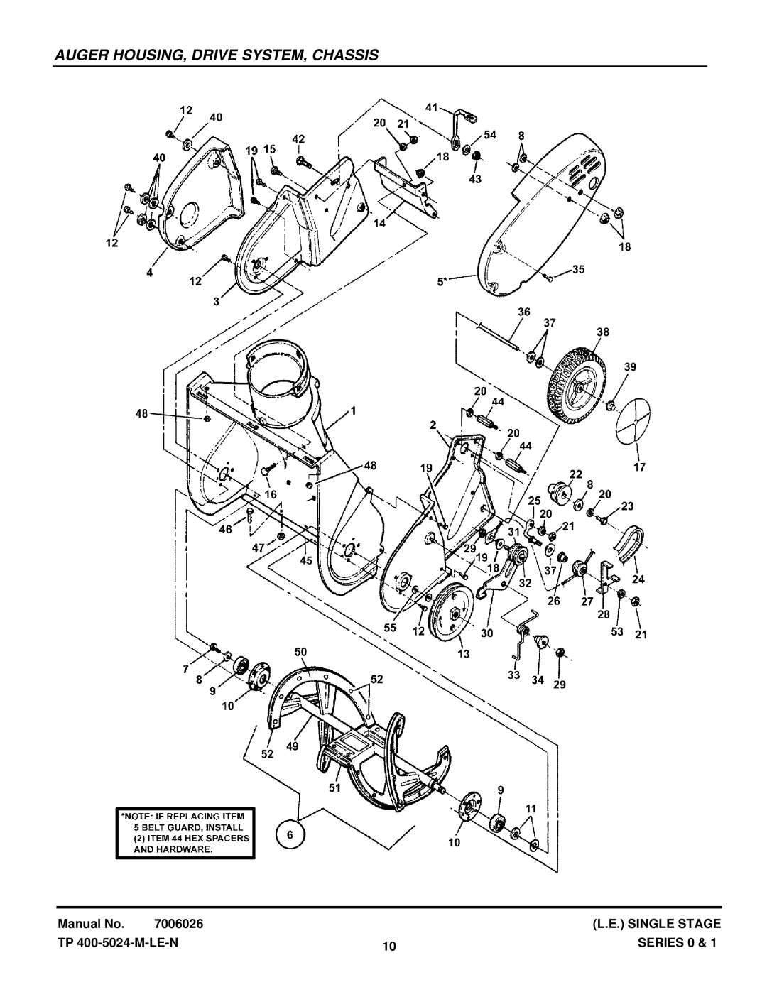 Snapper LE3191R, LE3191E, LE3190E, LE3190R, LE3170R, LE3170E, LE3171R manual Auger HOUSING, Drive SYSTEM, Chassis 