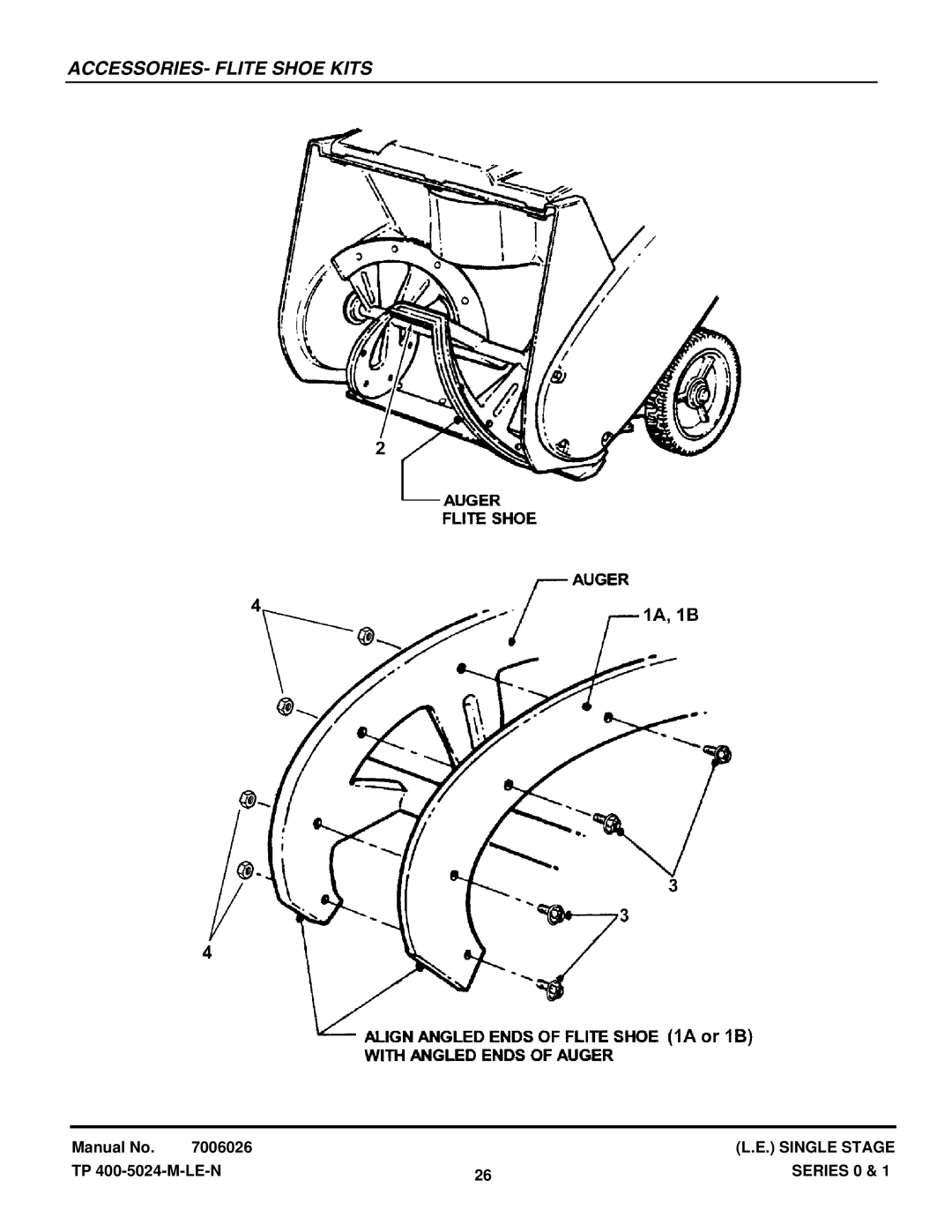 Snapper LE3170E, LE3191E, LE3190E, LE3190R, LE3191R, LE3170R, LE3171R manual ACCESSORIES- Flite Shoe Kits 