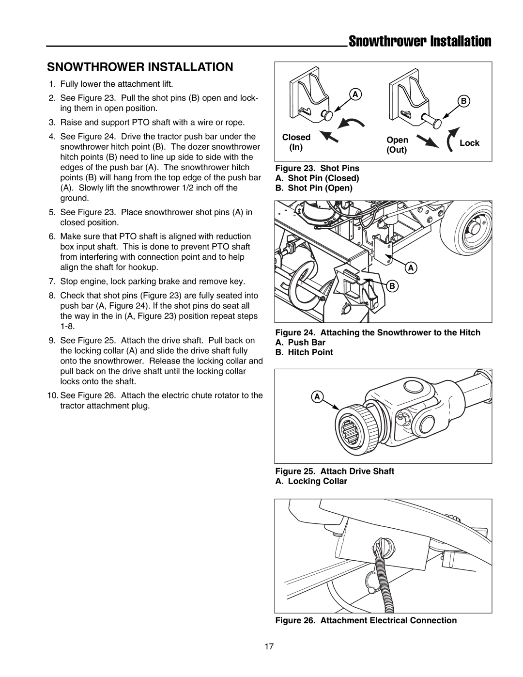 Snapper Legacy XL 2000, Legacy XL 2900 manual Snowthrower Installation 