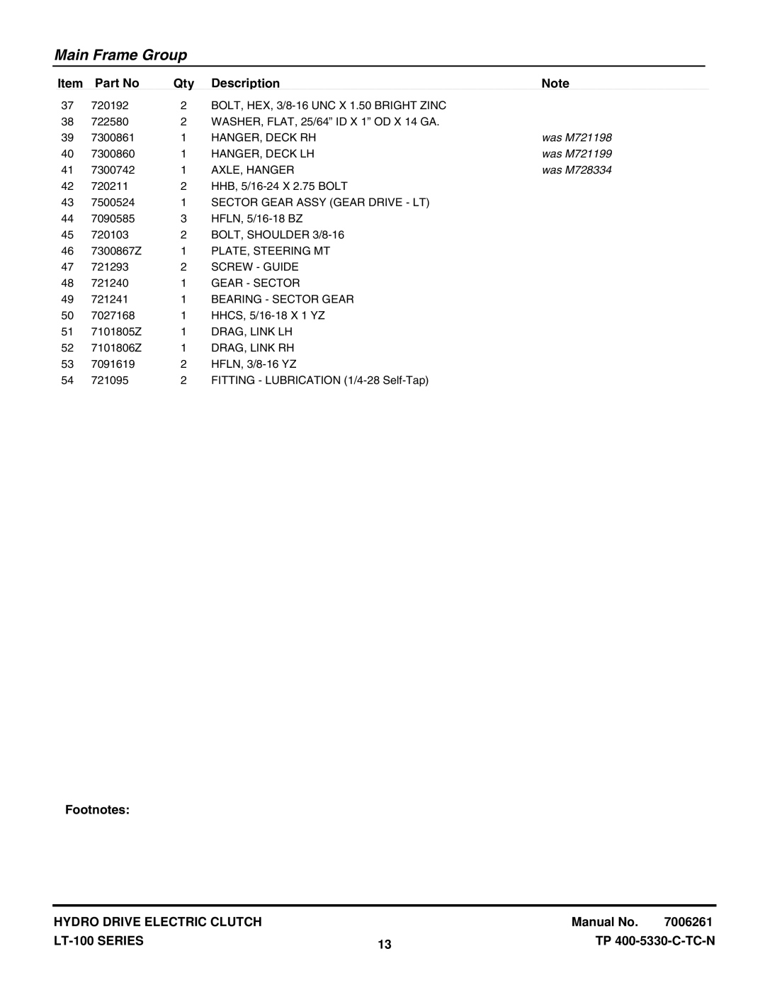 Snapper LT-100 Series manual Was M721198 