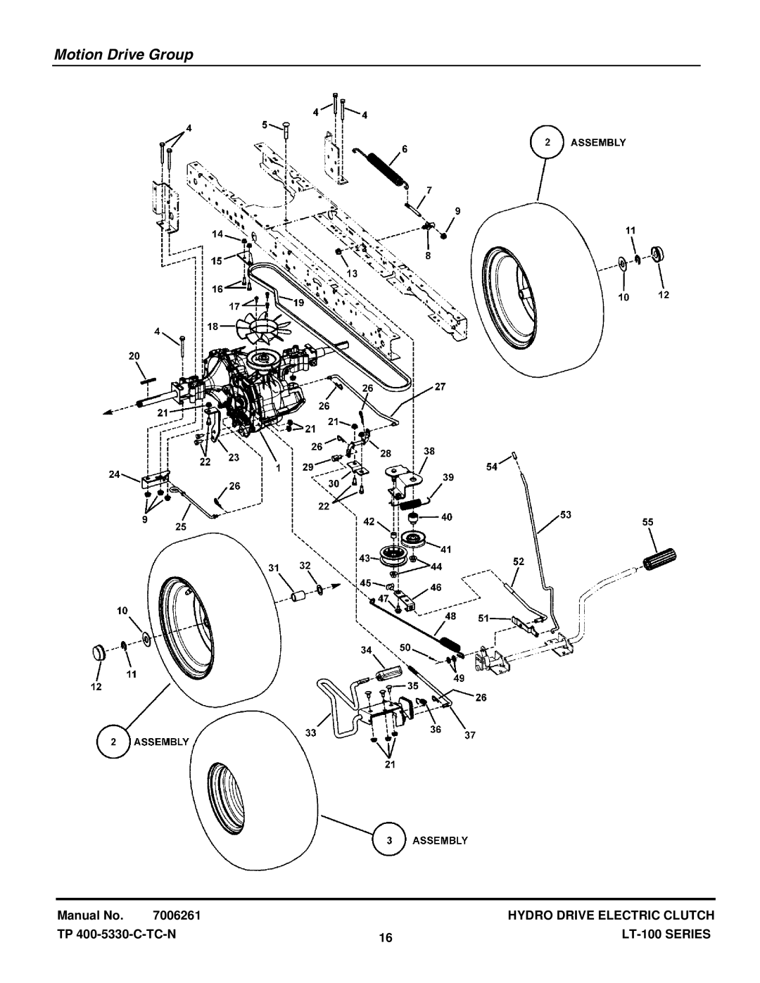 Snapper LT-100 Series manual Motion Drive Group 