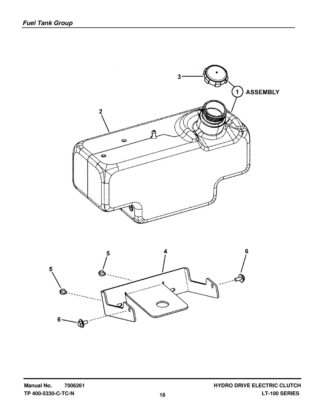 Snapper LT-100 Series manual Fuel Tank Group 