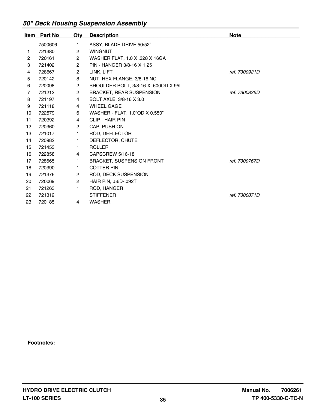 Snapper LT-100 Series manual Ref D 