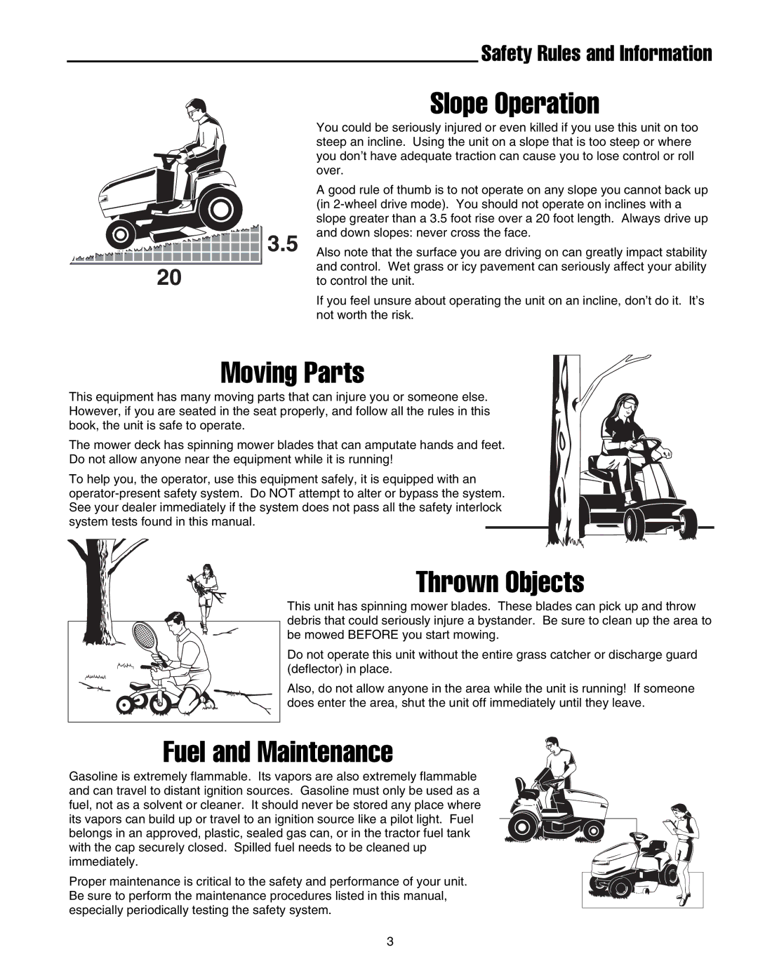 Snapper LT-200 Series manual Slope Operation, Safety Rules and Information 