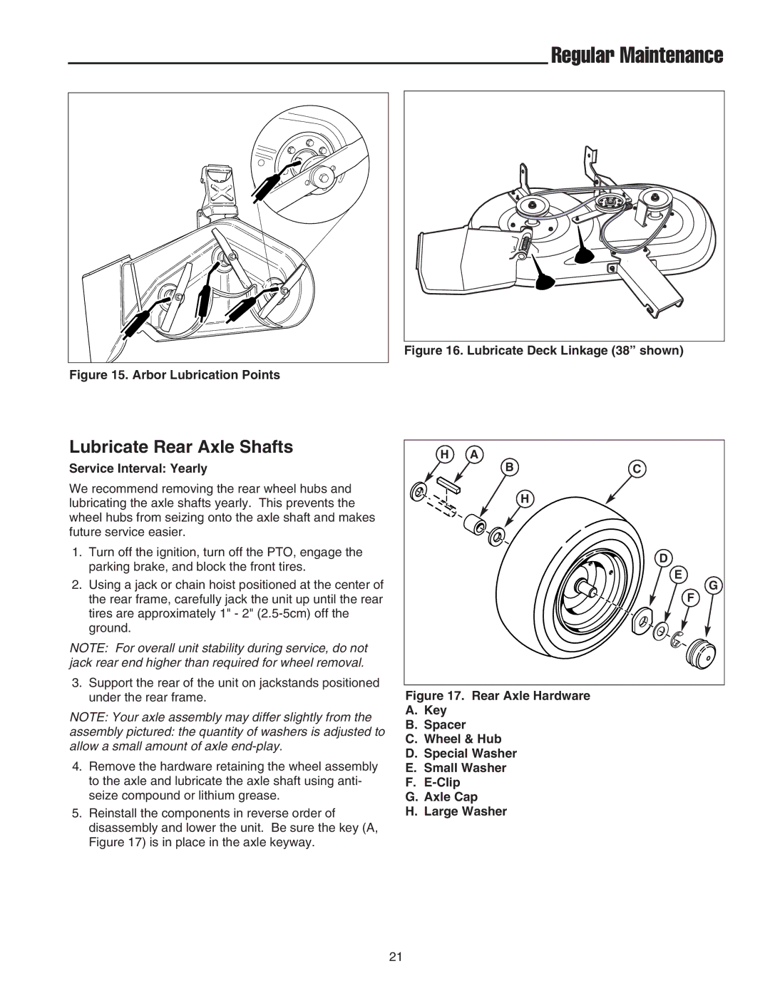 Snapper LT-200 manual Lubricate Rear Axle Shafts, Service Interval Yearly 