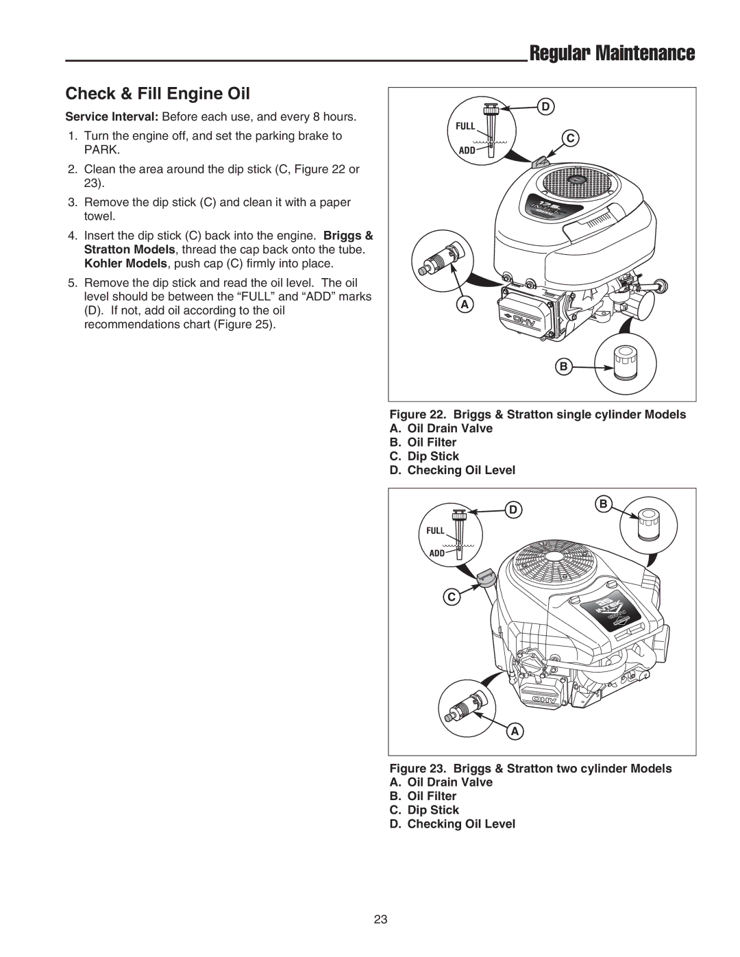 Snapper LT-200 manual Check & Fill Engine Oil 