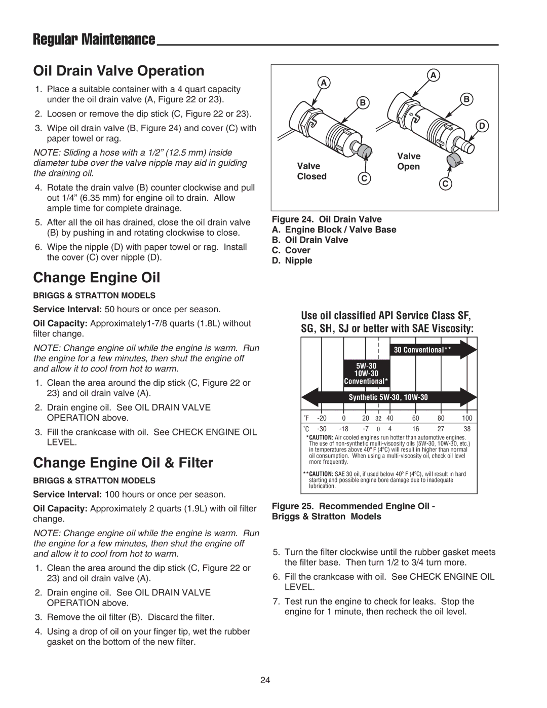 Snapper LT-200 manual Valve, Open, Closed 