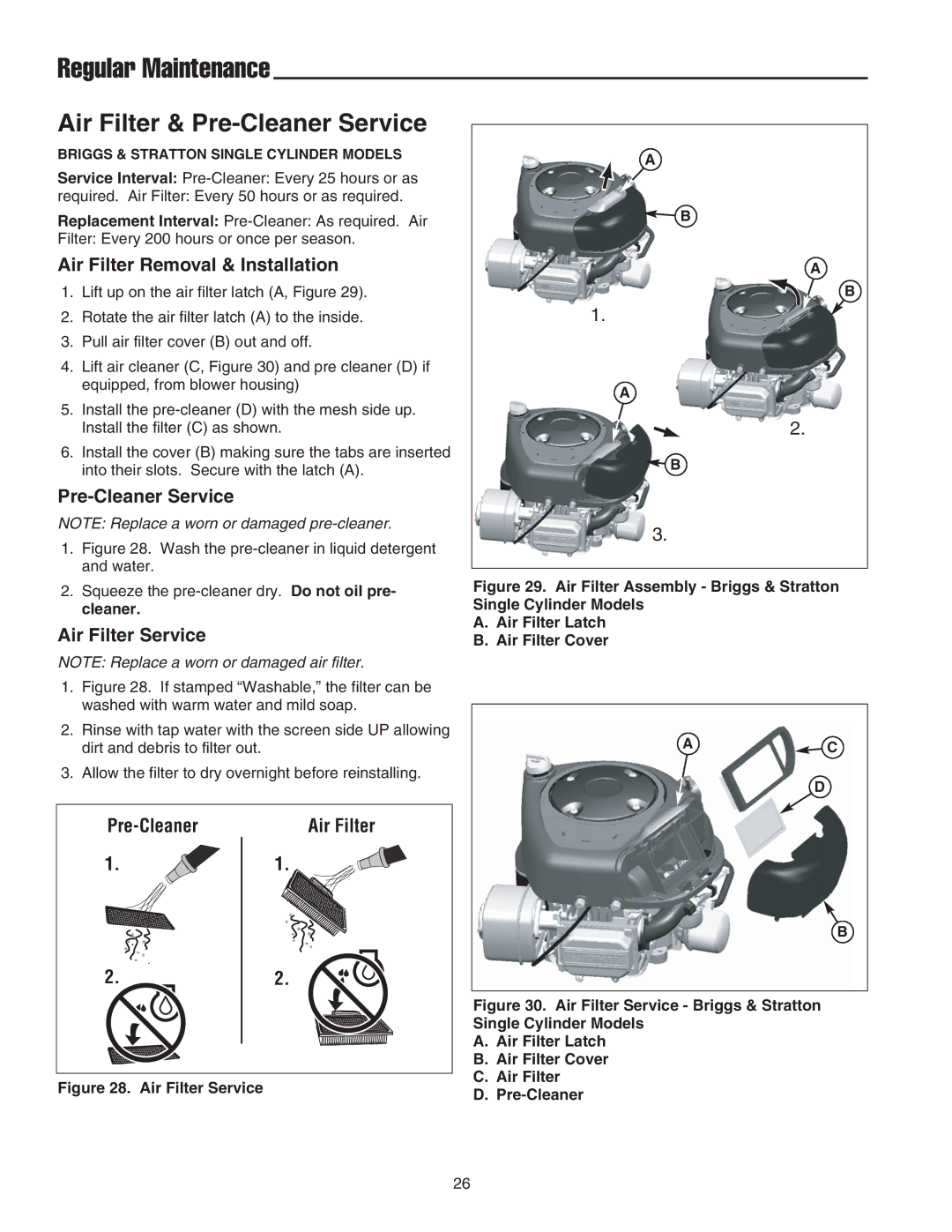 Snapper LT-200 manual Briggs & Stratton Single Cylinder Models 