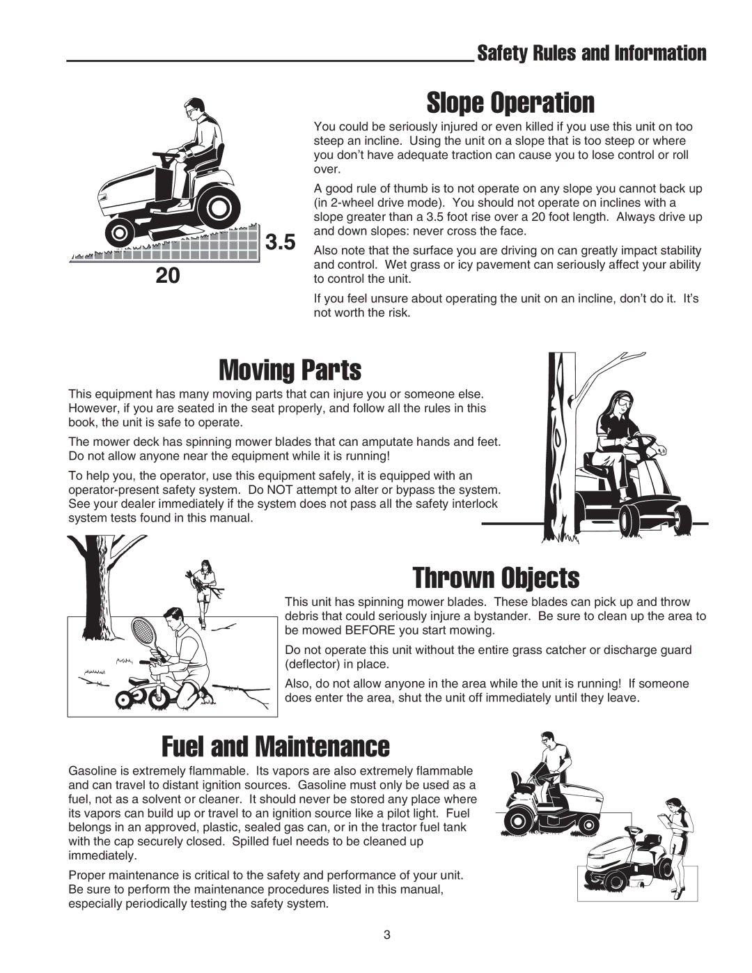 Snapper LT-200 manual Slope Operation, Safety Rules and Information 