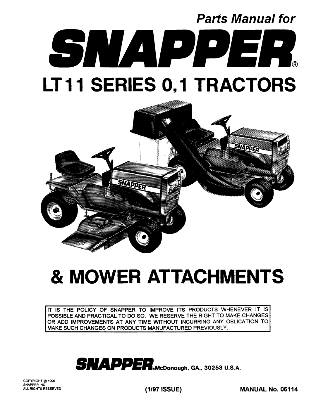 Snapper LT11 Series 1, LT11 SERIES 0.1 manual 