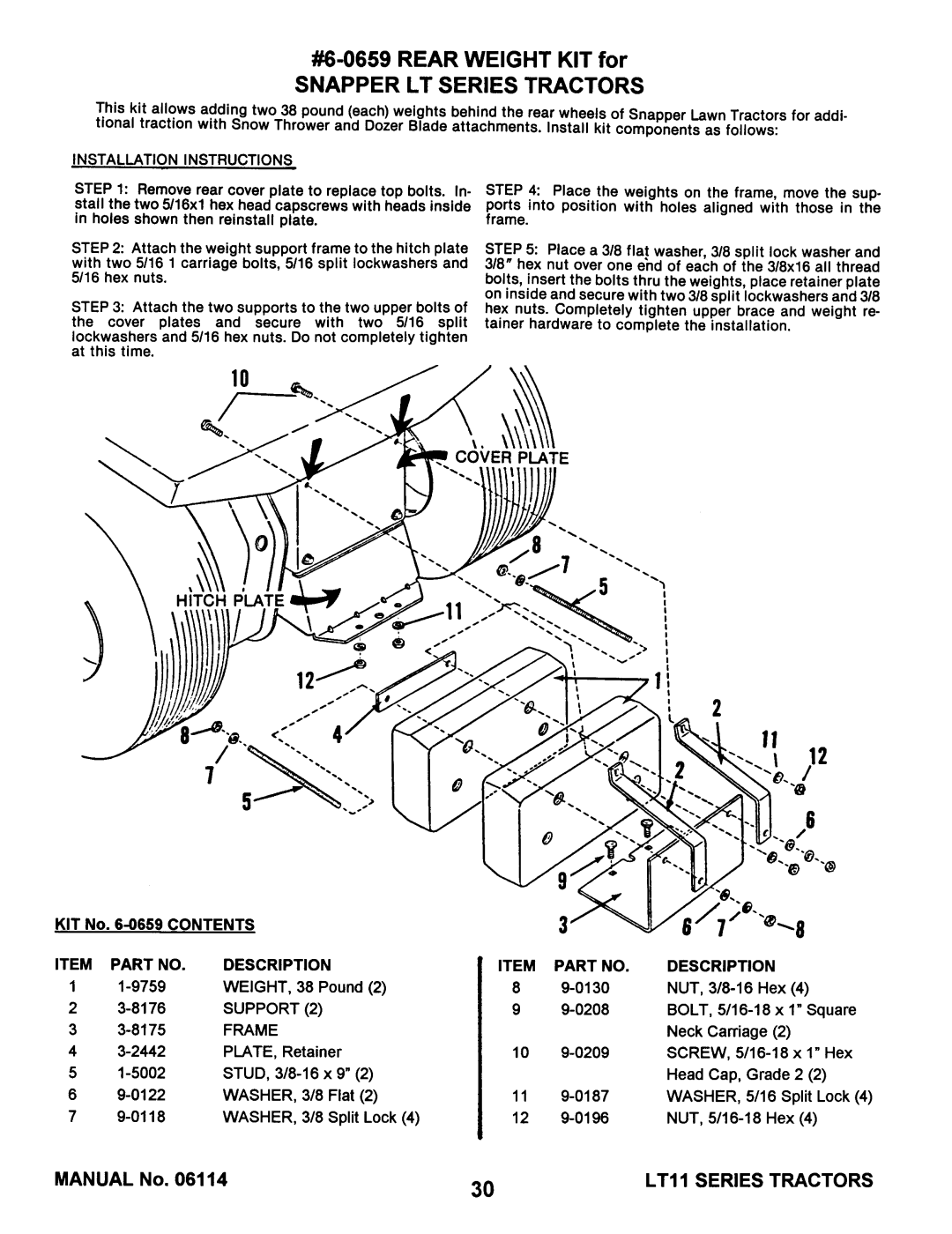 Snapper LT11 SERIES 0.1, LT11 Series 1 manual 