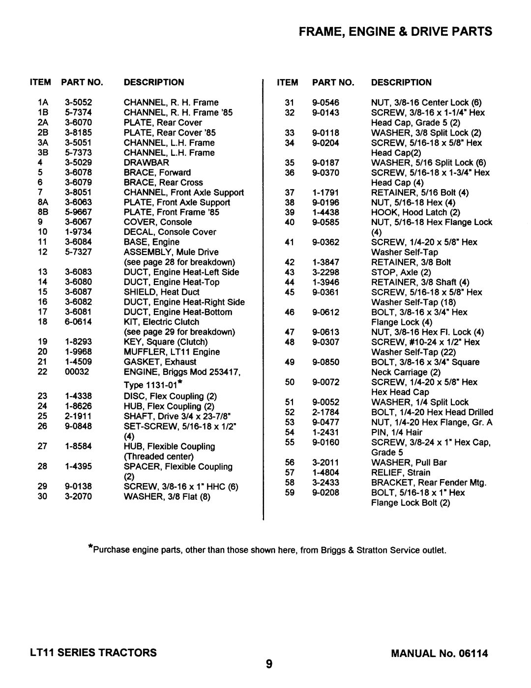 Snapper LT11 Series 1, LT11 SERIES 0.1 manual 