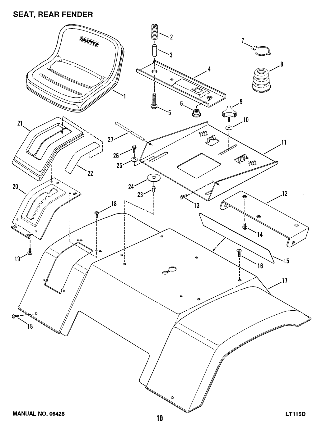 Snapper ELT115D331B, LT115D411B, RLT115D331B manual 