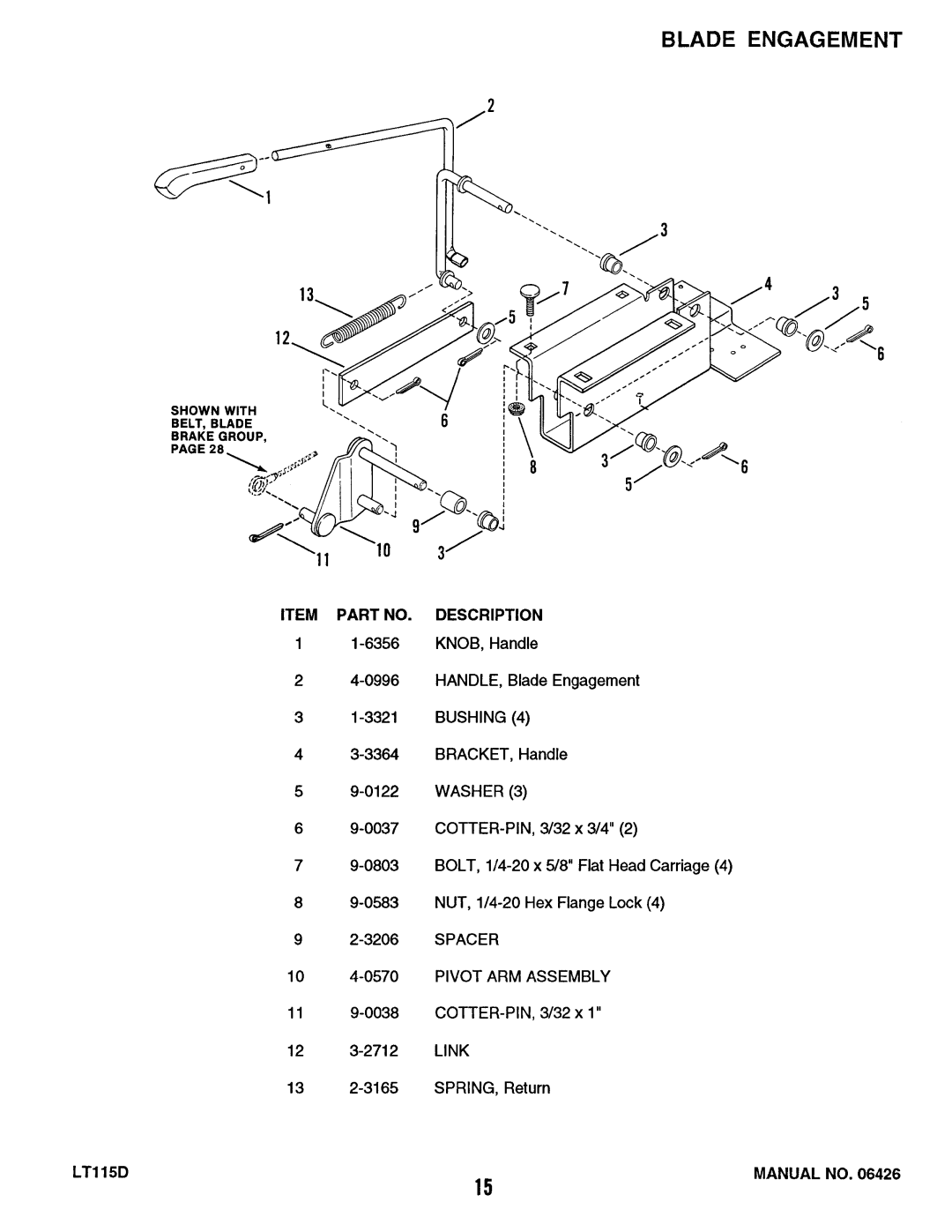 Snapper LT115D411B, ELT115D331B, RLT115D331B manual 