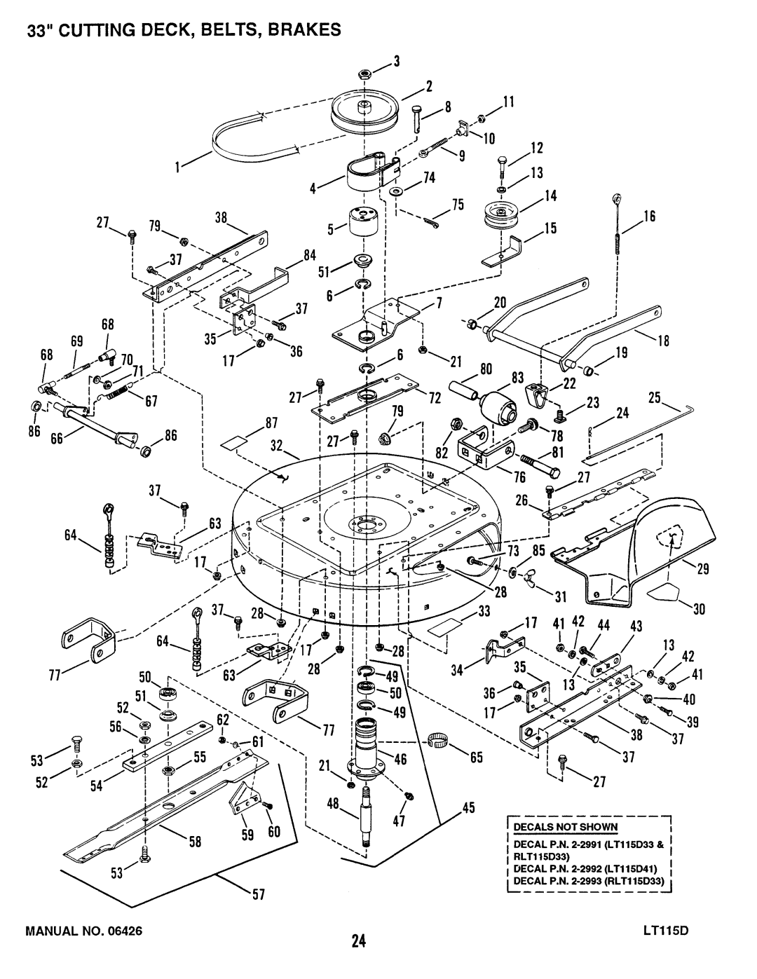 Snapper LT115D411B, ELT115D331B, RLT115D331B manual 