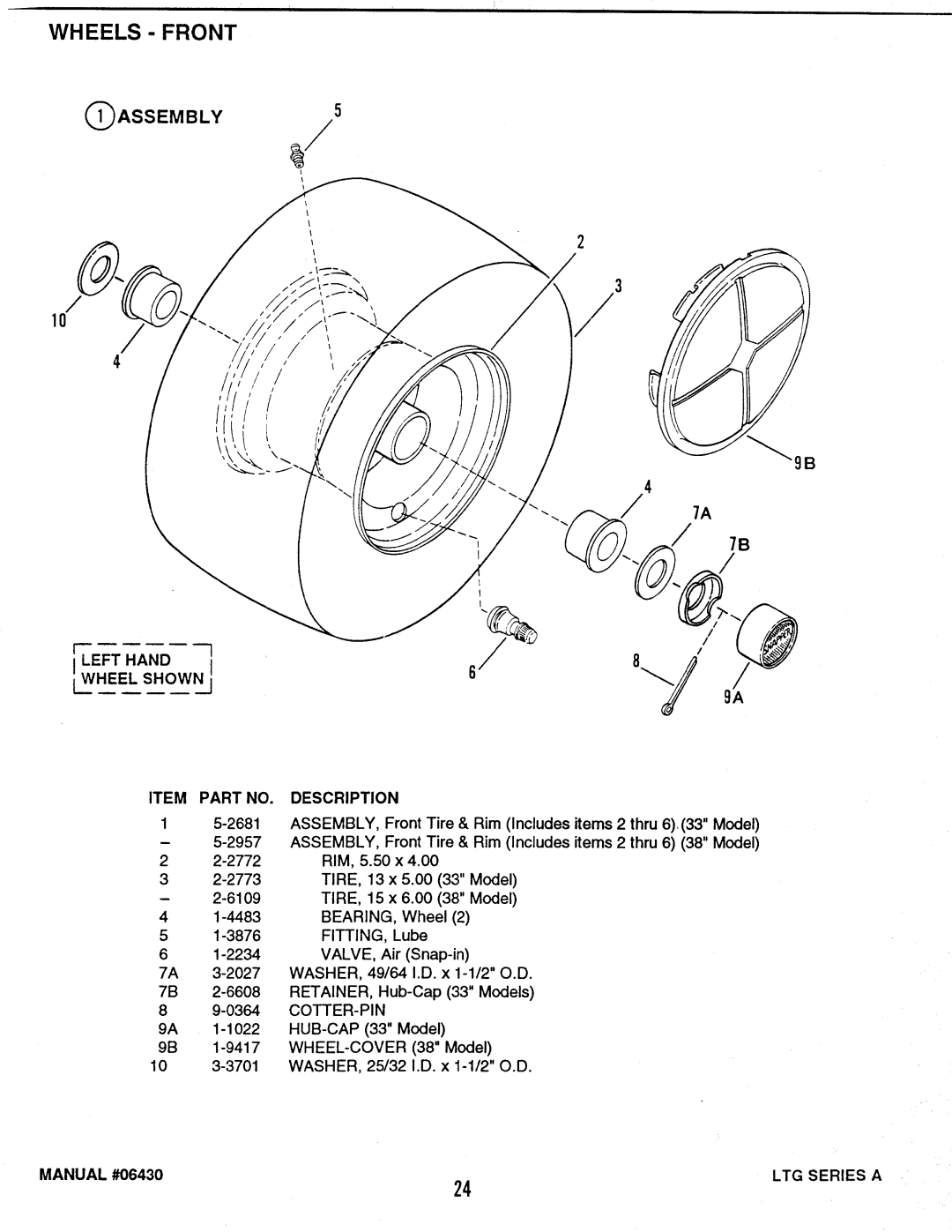 Snapper ELT125G38AB Series A, ELT120G33AB, ELT125G33AB, BH120G38AB manual 