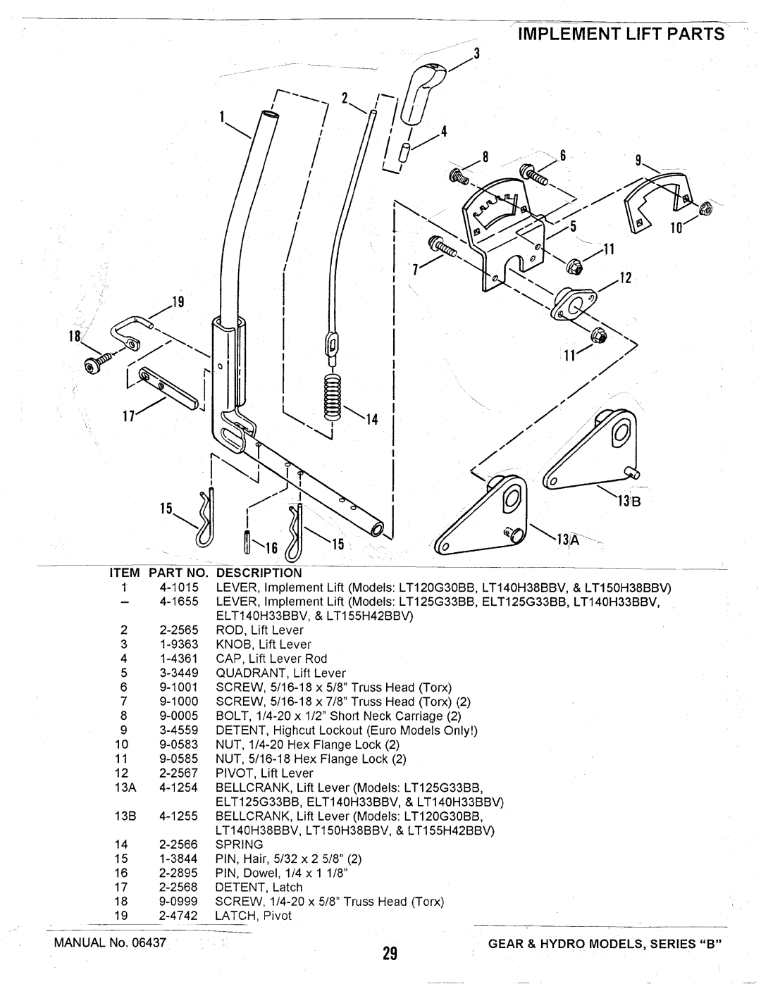 Snapper LT155H42BBV, LT120G30BB, ELT125G33BB, ELT140H33BBV, LT150H38BBV, LT140H38BBV manual 