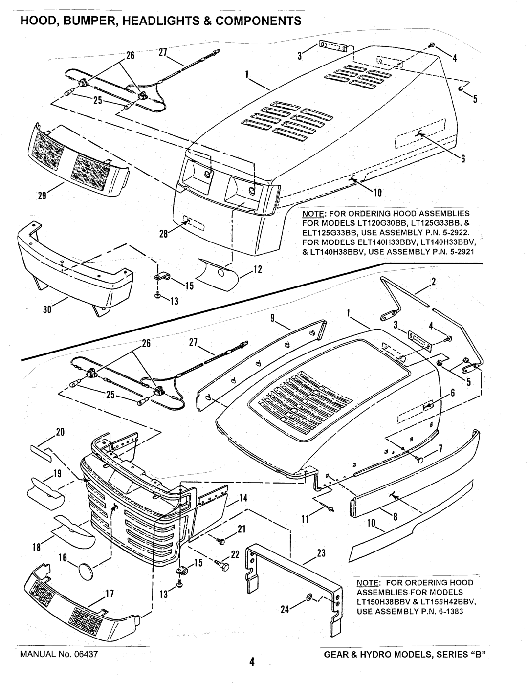 Snapper LT150H38BBV, LT120G30BB, ELT125G33BB, ELT140H33BBV, LT155H42BBV, LT140H38BBV manual 