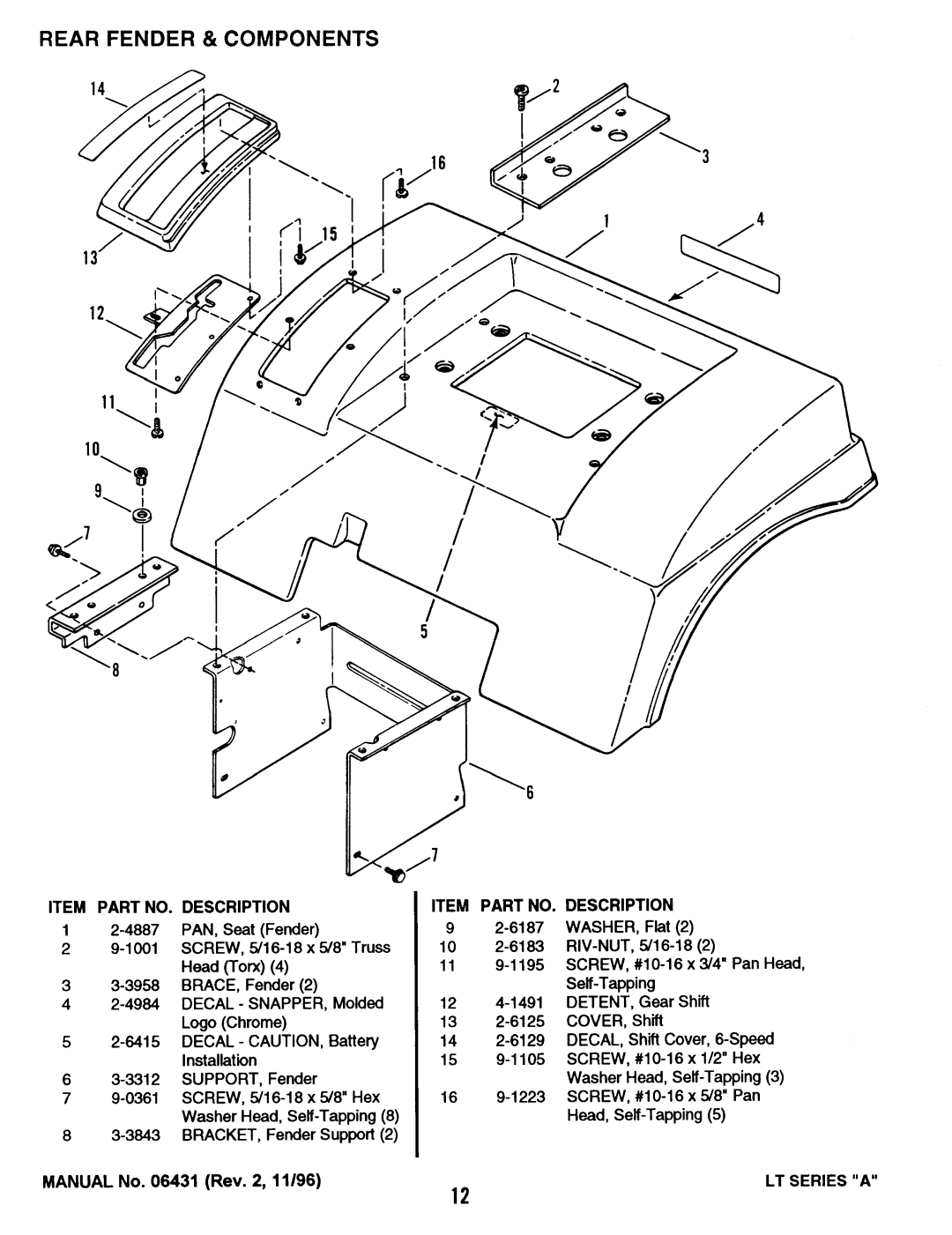 Snapper LT130G38AKV, LT150G42AKV, LT140G42AKV, LT140G42ABV, LT140G38ABV, RLT125G38AKV manual 