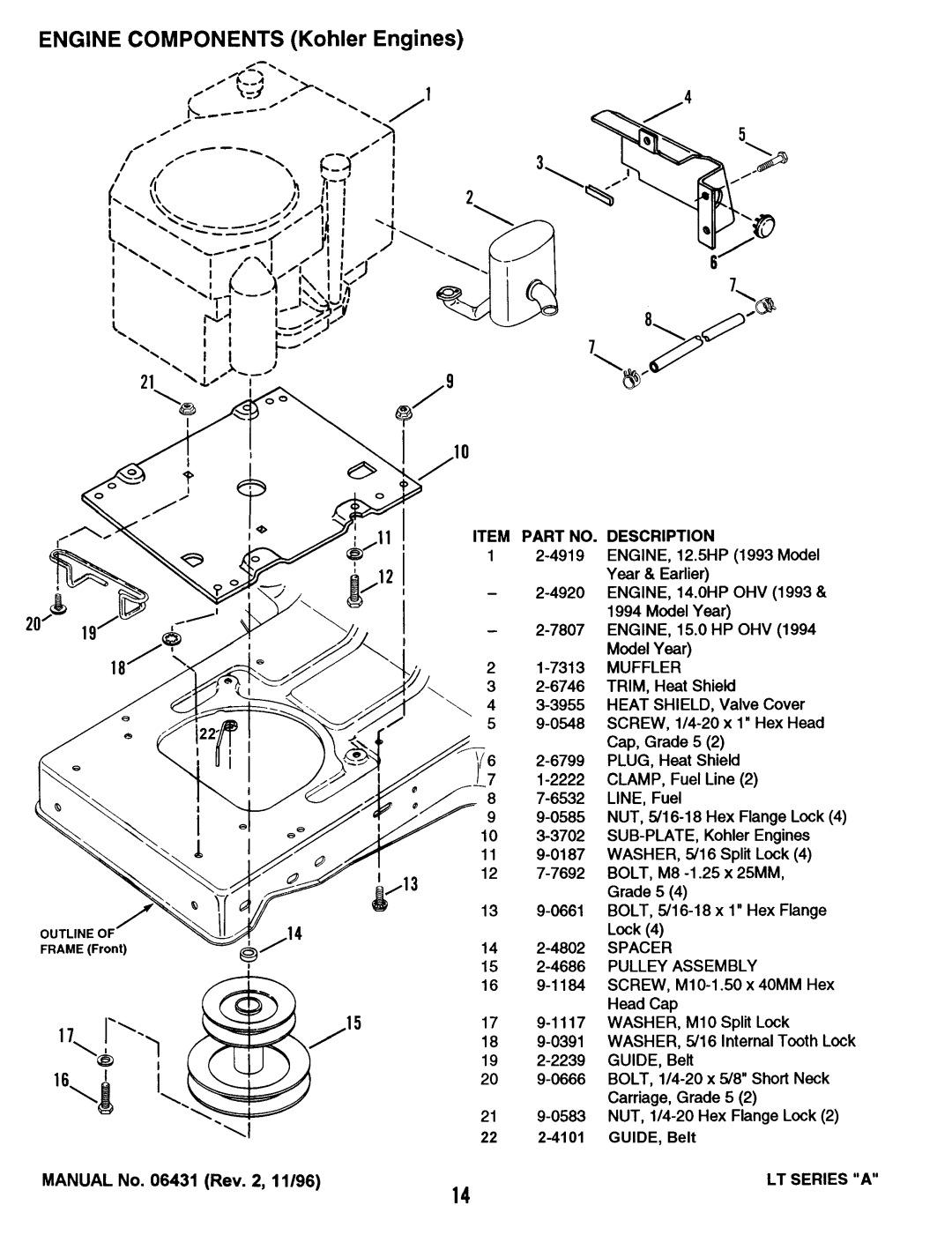 Snapper LT150G42AKV, LT140G42AKV, LT140G42ABV, LT140G38ABV, LT130G38AKV, RLT125G38AKV manual 