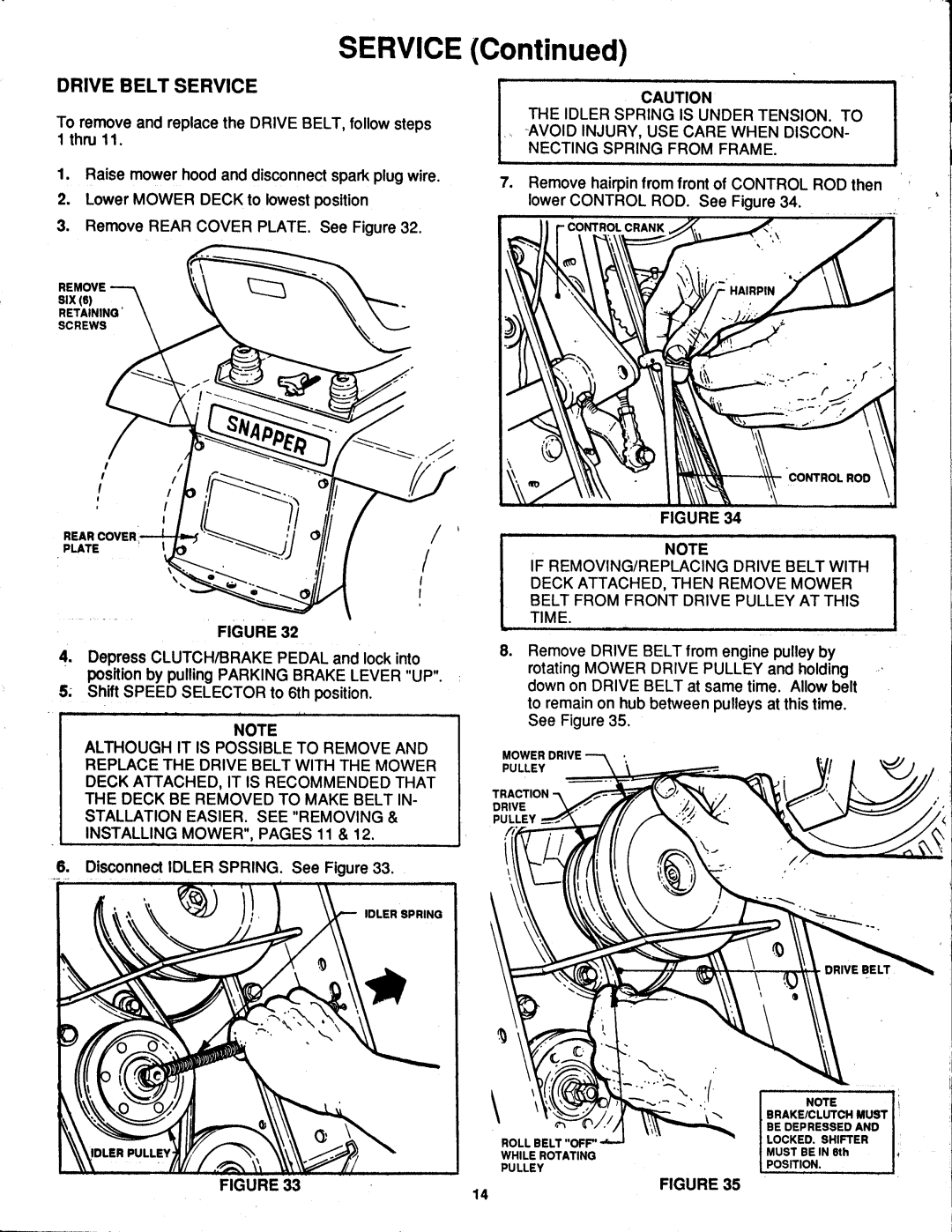 Snapper LT12D 33 manual 