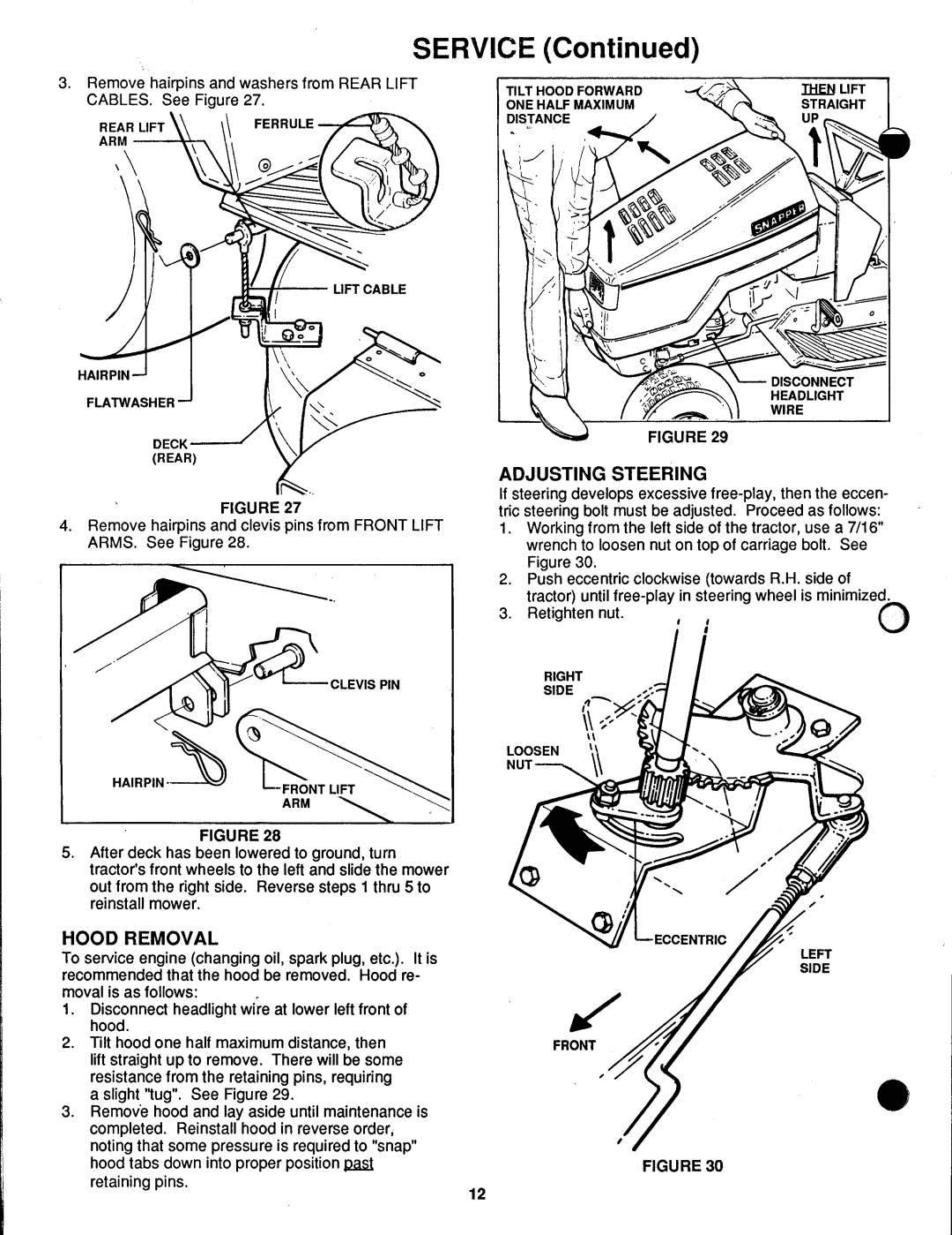 Snapper LT12D331TV, LT12D331B manual 