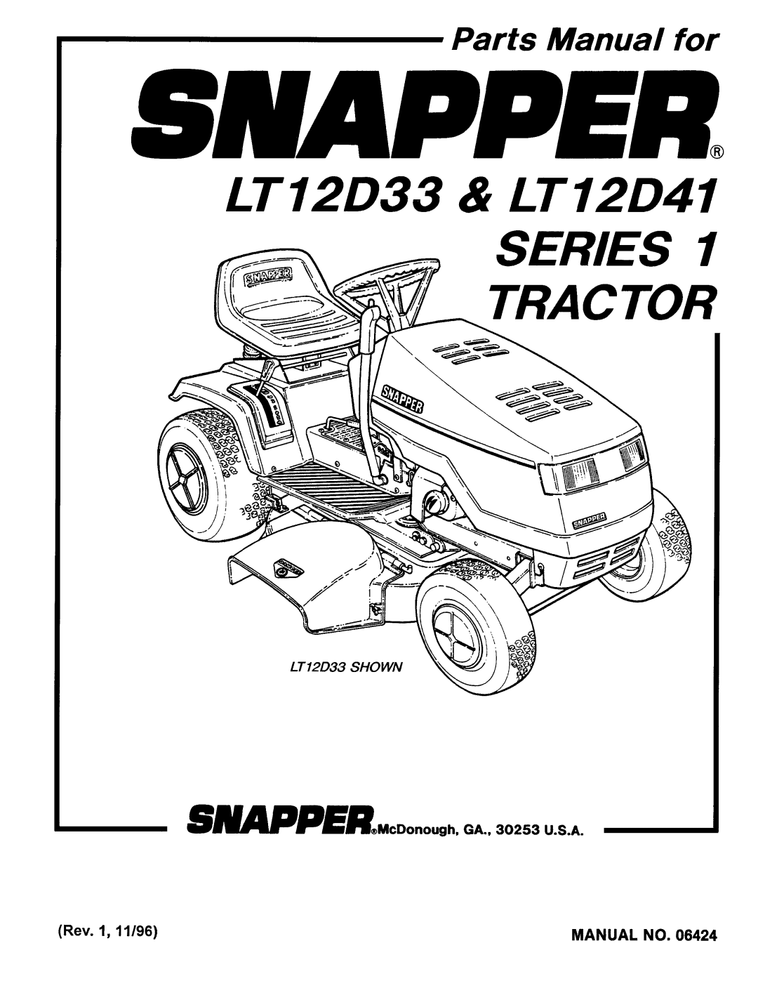 Snapper LT12D41 manual 