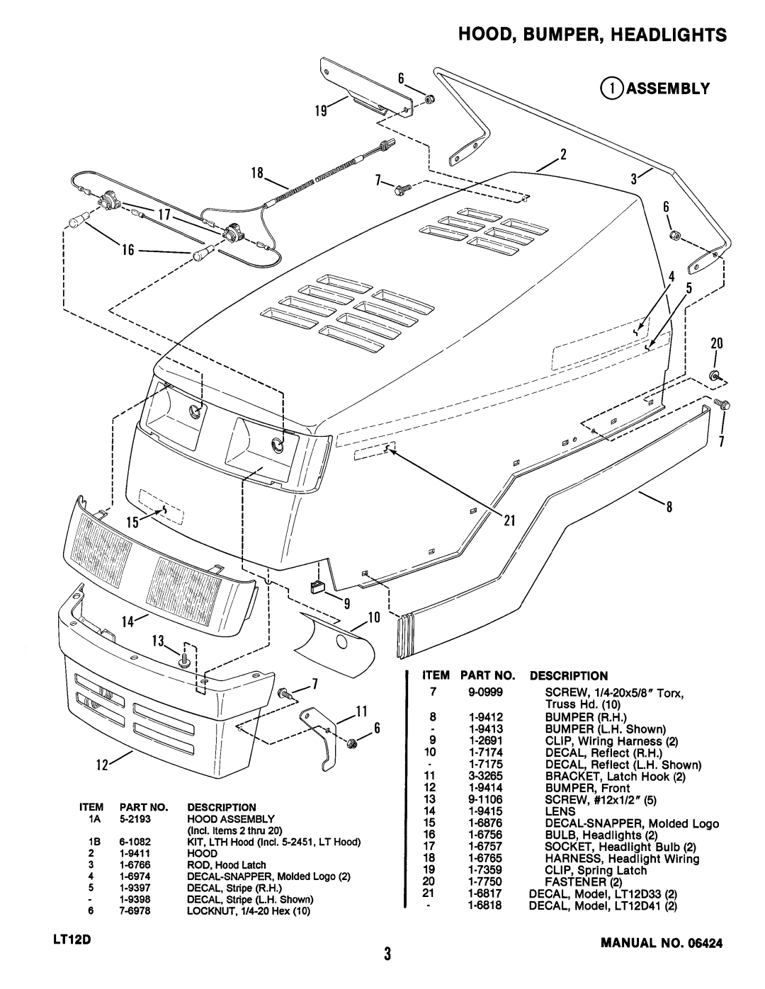 Snapper LT12D41 manual 