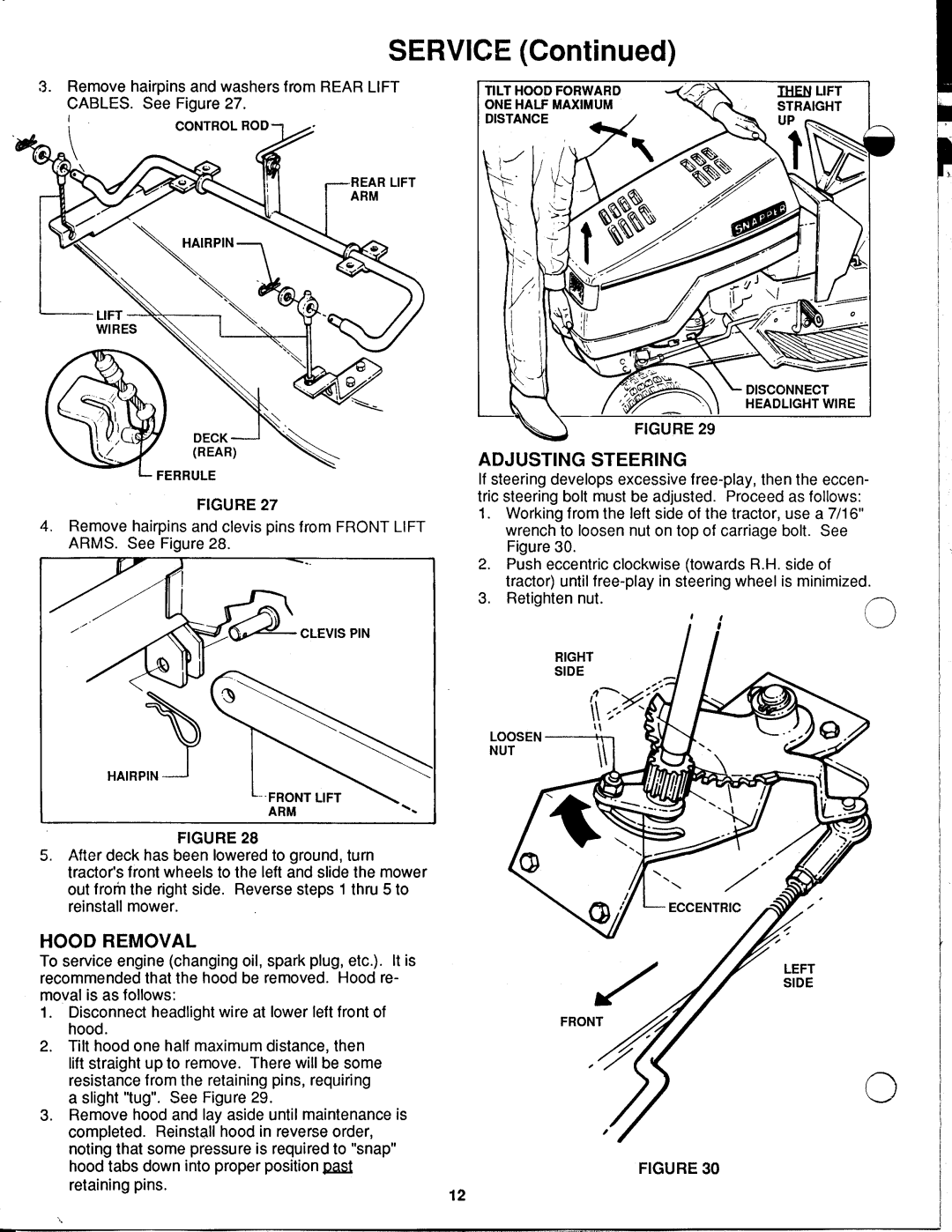 Snapper LT12D411TV, LT12D411B manual 