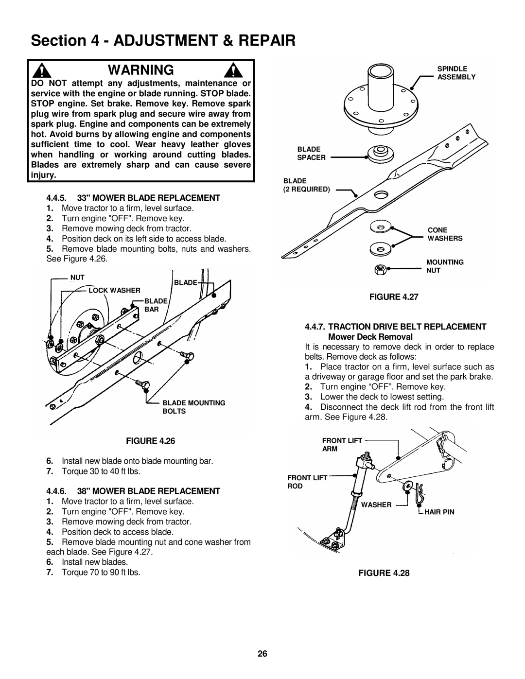 Snapper LT145H33GBV Mower Blade Replacement, Traction Drive Belt Replacement Mower Deck Removal 