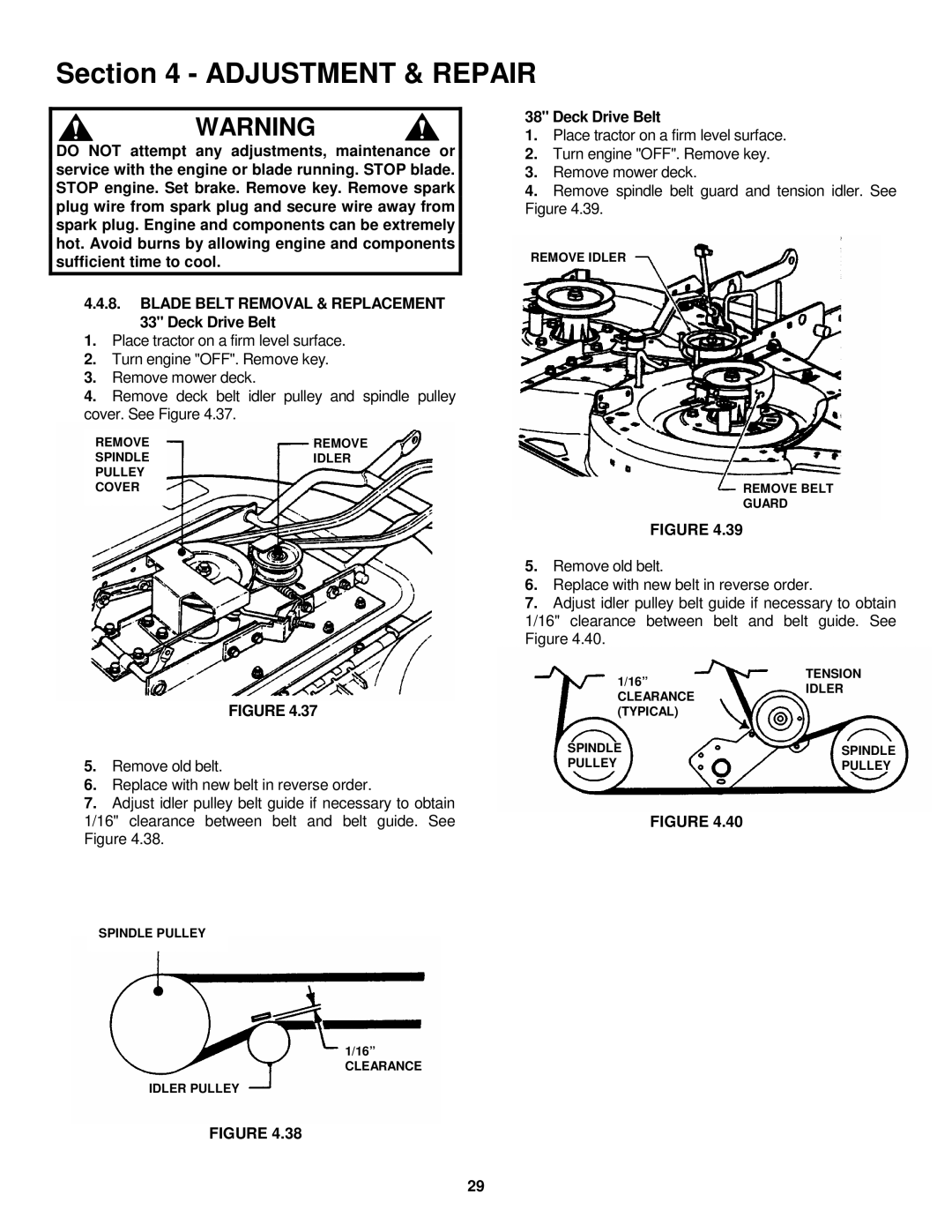 Snapper LT145H33GBV, LT145H38GBV, LT150H38GKV important safety instructions Deck Drive Belt 