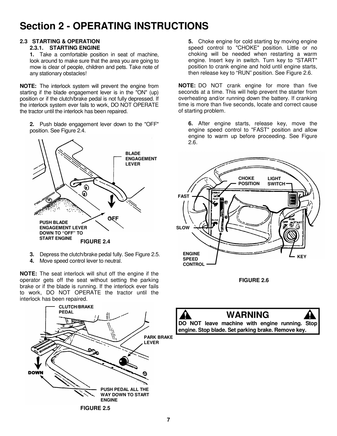 Snapper LT145H33GBV, LT145H38GBV, LT150H38GKV important safety instructions Starting & Operation Starting Engine, Off 