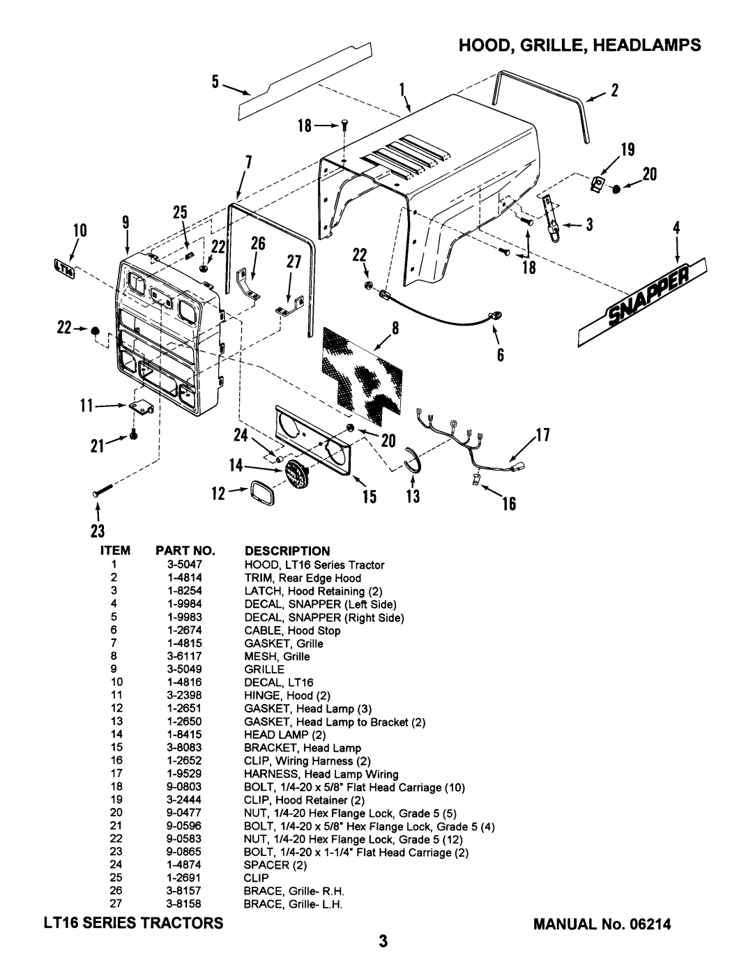 Snapper LT16 Series 1 manual 