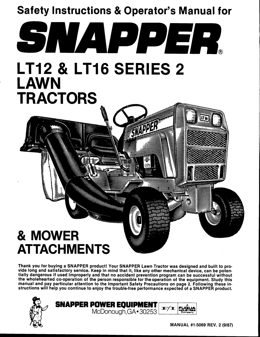 Snapper LT16 Series 2 manual 