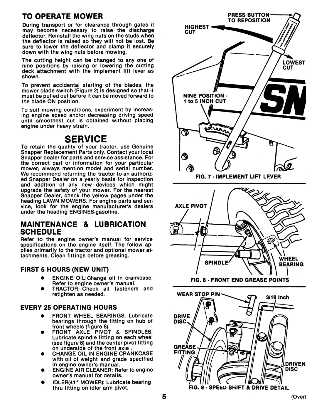 Snapper LT16 manual 