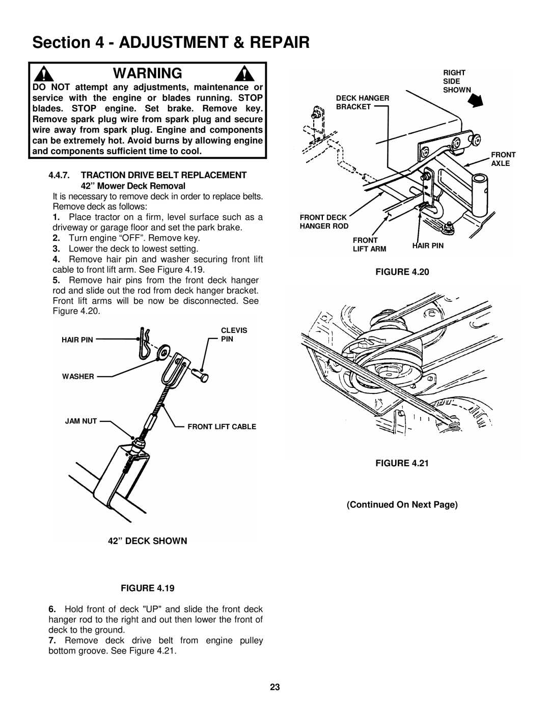 Snapper LT160H42FBV2, LT180H48FBV2 Traction Drive Belt Replacement, Mower Deck Removal, Deck Shown 