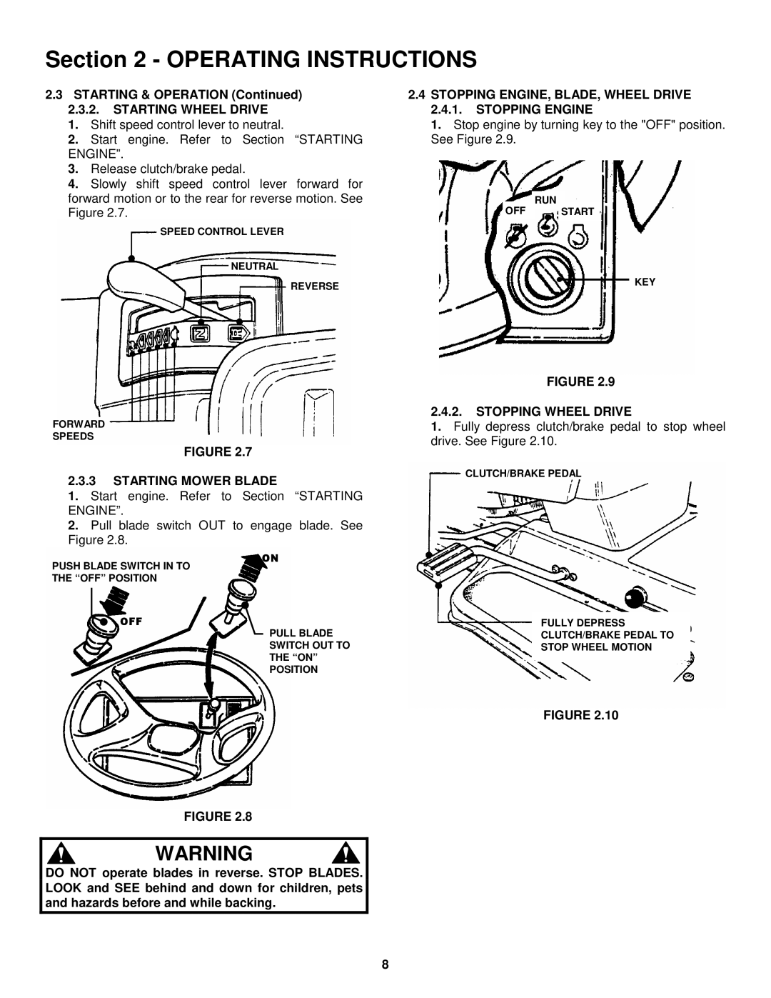 Snapper LT160H42GBV, LT160H42GBV2, LT180H48GBV2, WLT160H42GBV, WLT180H48GBV2 Starting & Operation, Starting Wheel Drive 